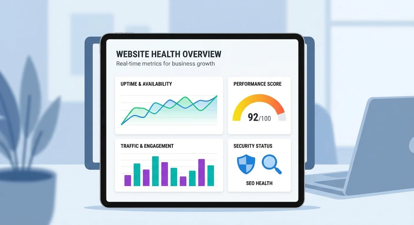 Dashboard showing website health metrics